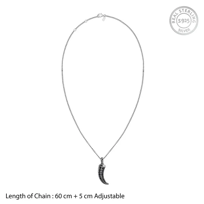 Black Rhodium Claw Pendant With Box Chain For Him Giva