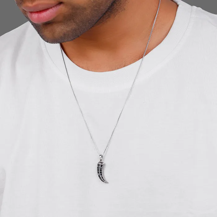 Black Rhodium Claw Pendant With Box Chain For Him Giva