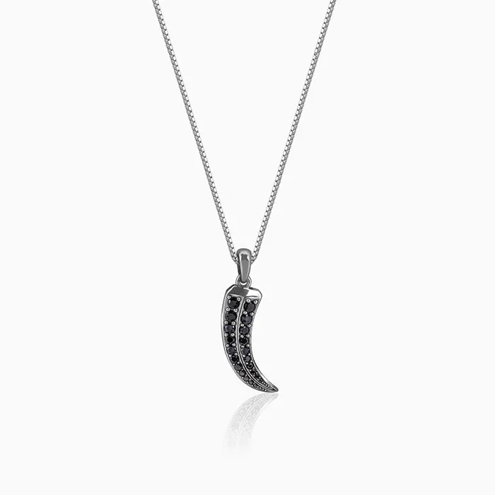 Black Rhodium Claw Pendant With Box Chain For Him Giva