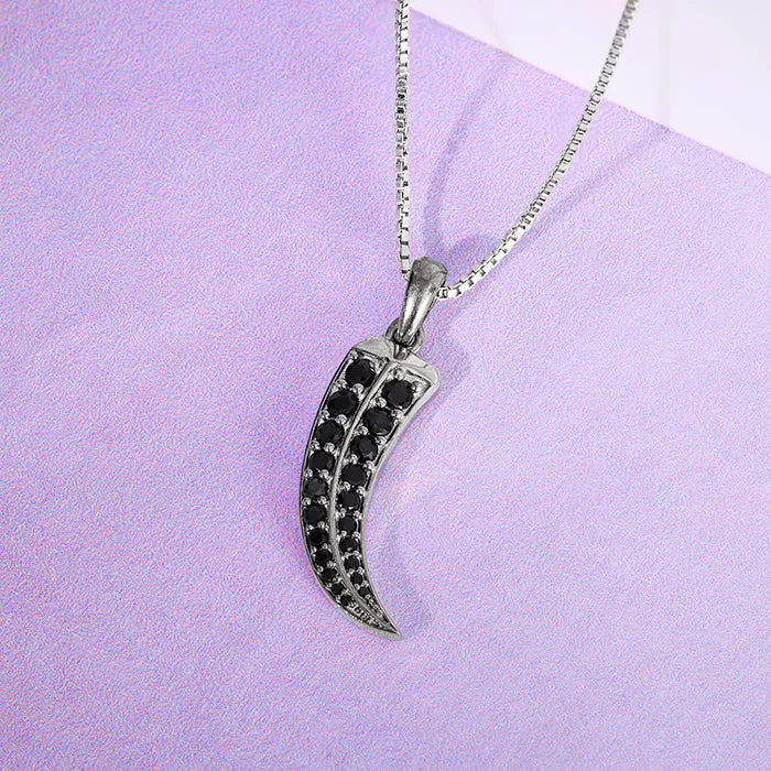 Black Rhodium Claw Pendant With Box Chain For Him Giva