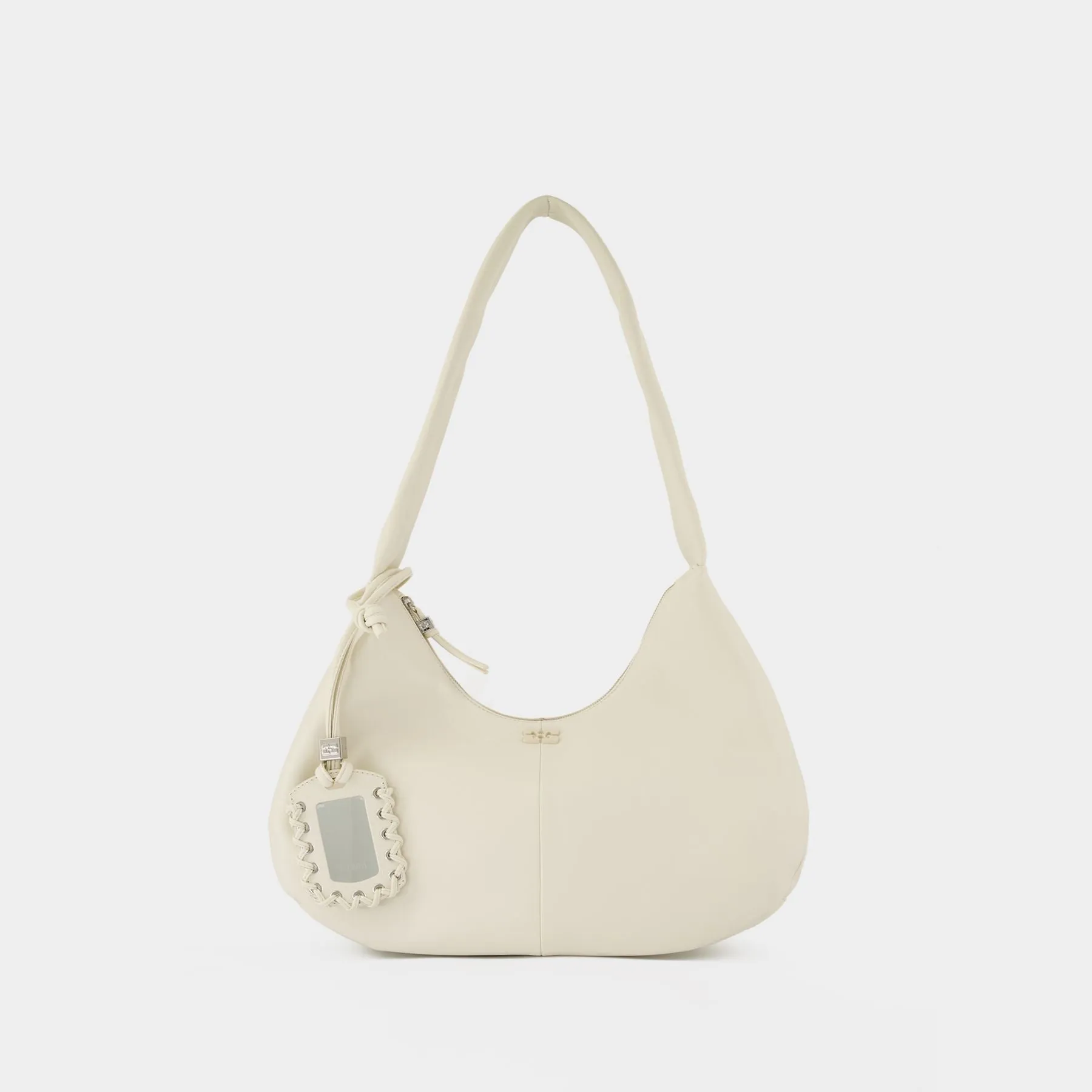 Bou Medium Shoulder Bag - Ganni - Leather - White