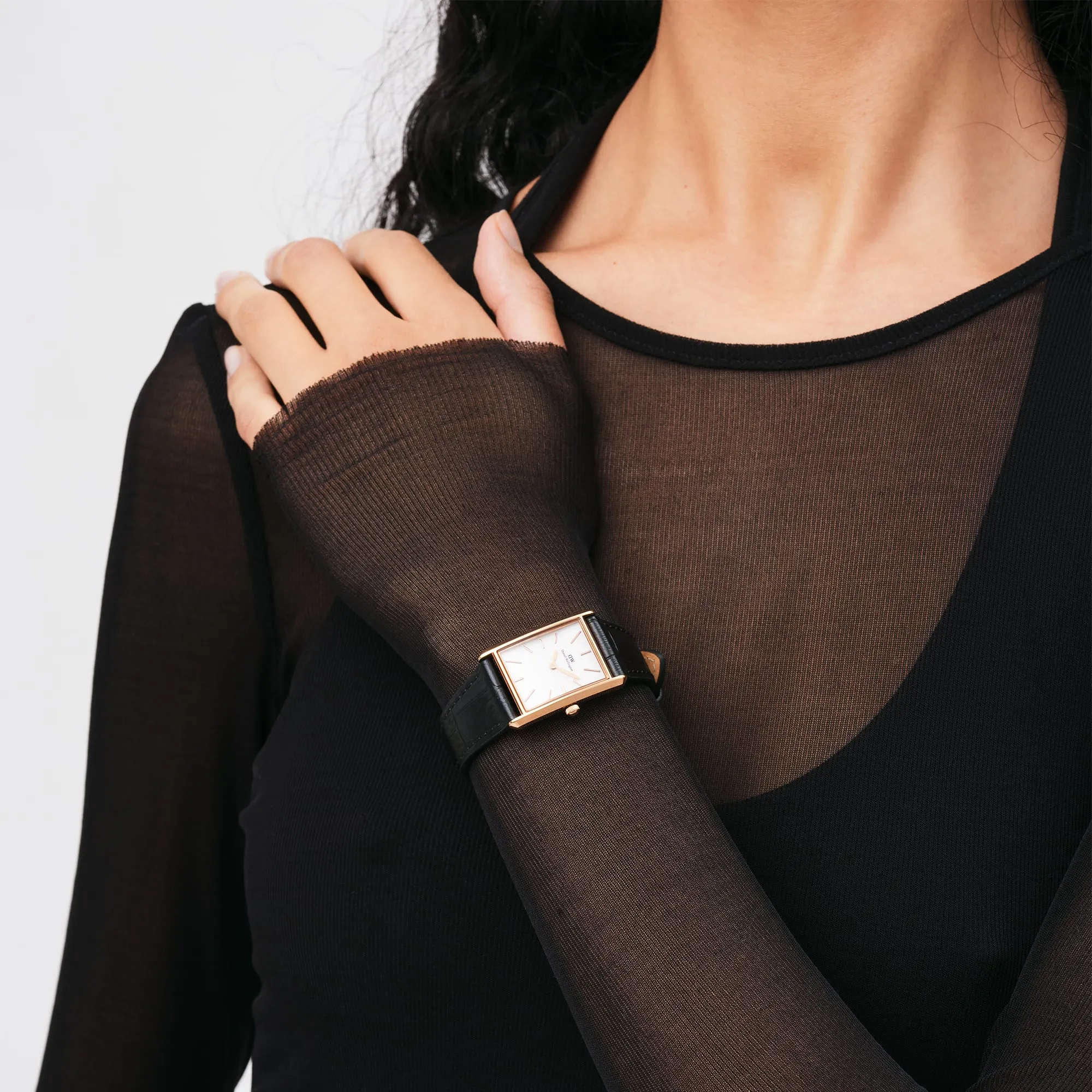 Bound Black Crocodile Rose Gold Daniel Wellington