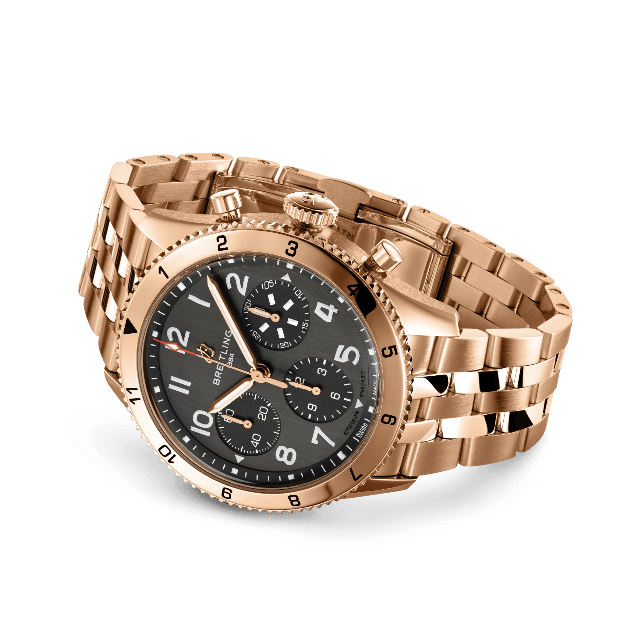 Breitling Classic AVI 42 P-51 Mustang Red Gold Bracelet Watch