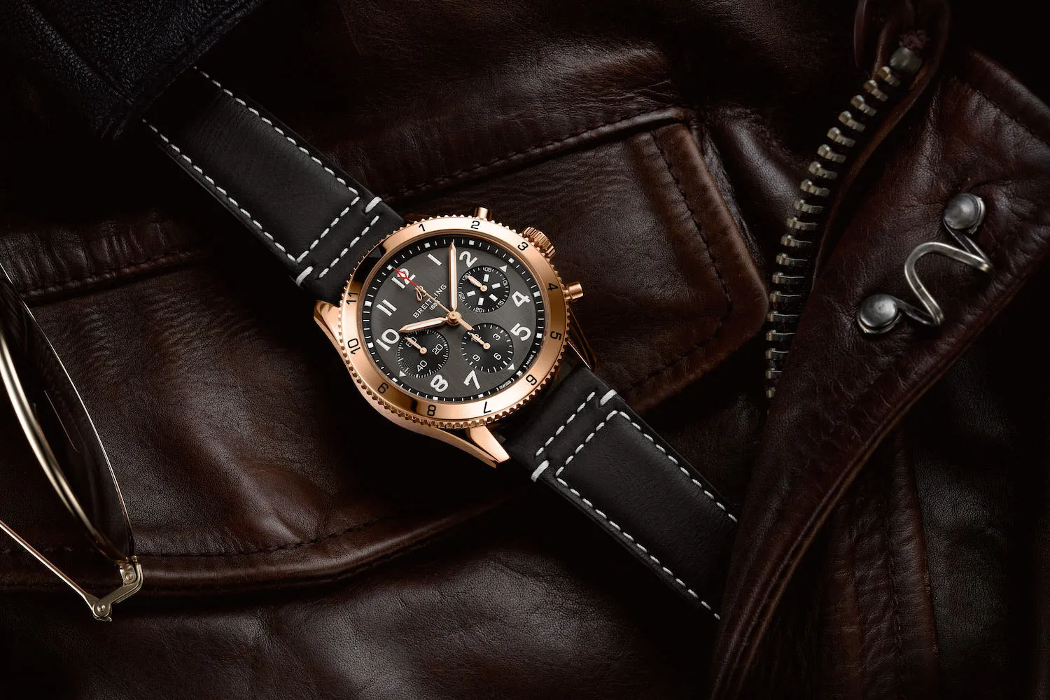 Breitling Classic AVI Chronograph 42 P-51 Mustang Red Gold Watch