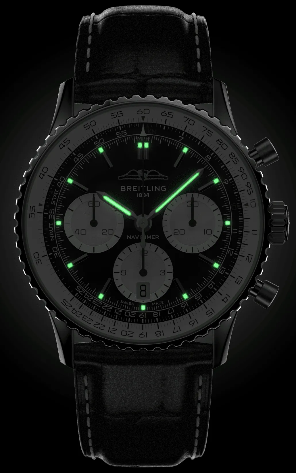 Breitling Navitimer B01 41 Black Croc Folding Clasp Watch