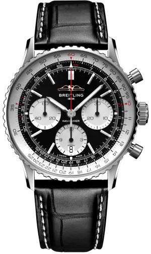 Breitling Navitimer B01 41 Black Croc Folding Clasp Watch
