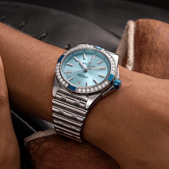 Breitling Super Chronomat Automatic 38 Iced Blue Bracelet Watch