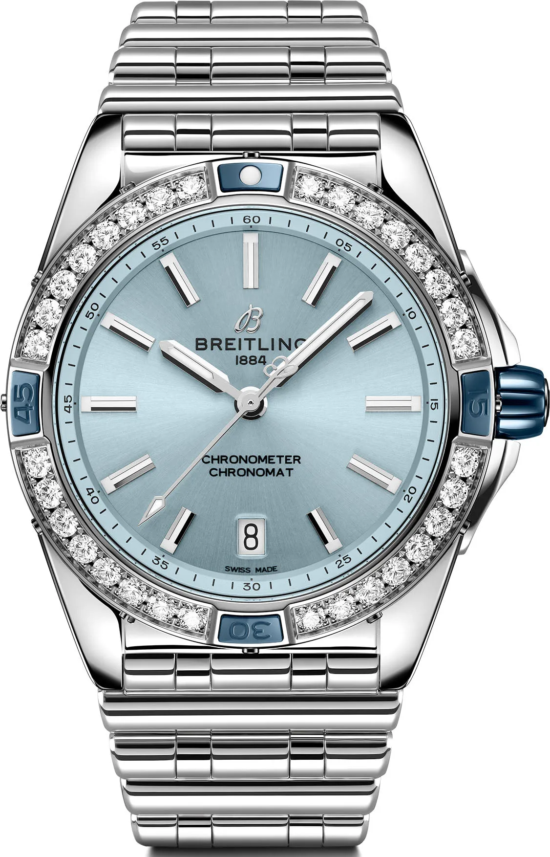 Breitling Super Chronomat Automatic 38 Iced Blue Bracelet Watch