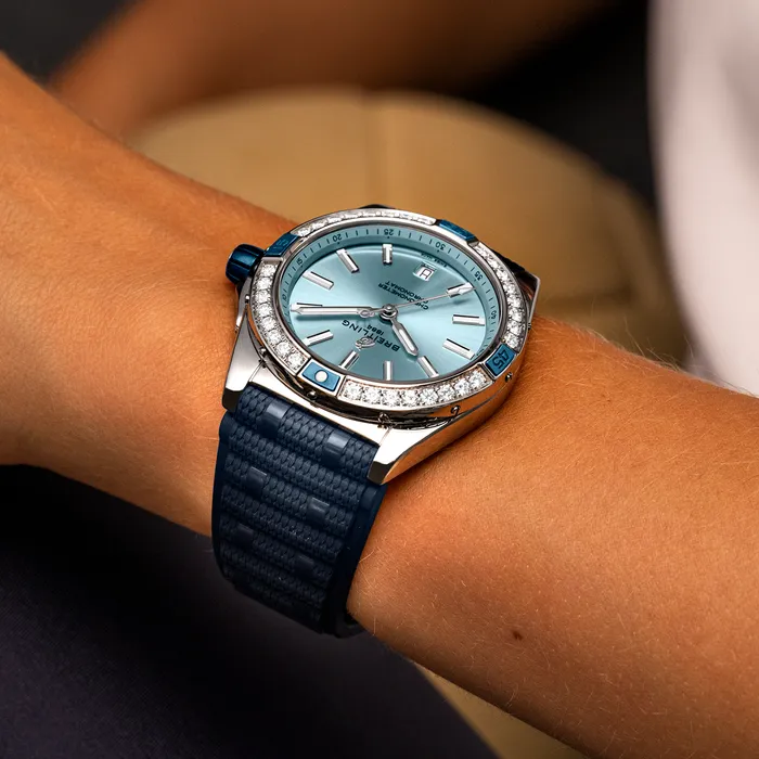 Breitling Super Chronomat Automatic 38 Iced Blue Rubber Watch