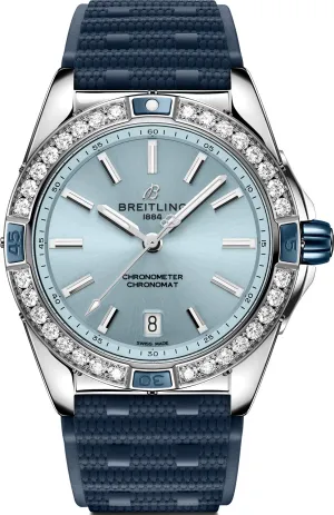 Breitling Super Chronomat Automatic 38 Iced Blue Rubber Watch