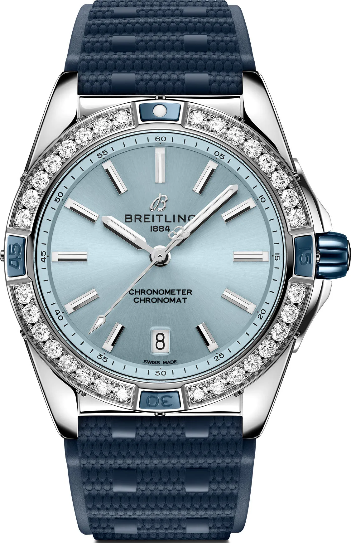 Breitling Super Chronomat Automatic 38 Iced Blue Rubber Watch