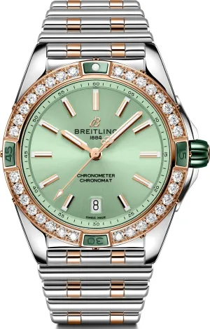Breitling Super Chronomat Automatic 38 Mint Green Bracelet Watch