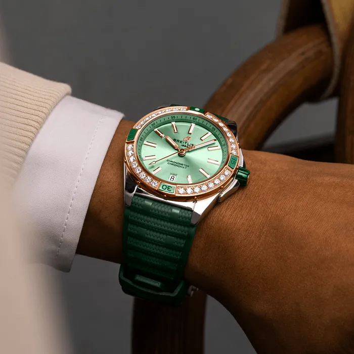 Breitling Super Chronomat Automatic 38 Mint Green Rubber Watch