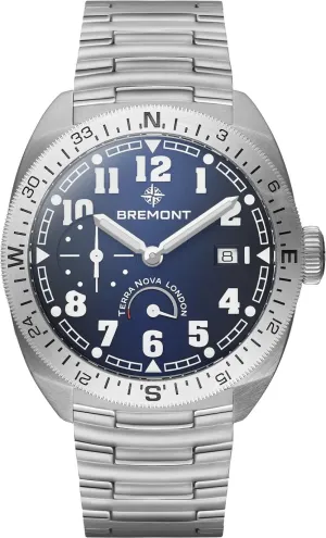 Bremont Terra Nova 40.5 Turning Bezel Power Reserve Blue Bracelet Watch