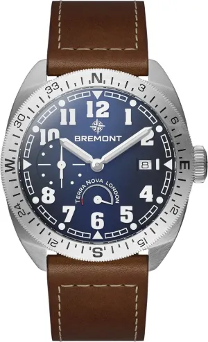 Bremont Terra Nova 40.5 Turning Bezel Power Reserve Blue Leather Watch