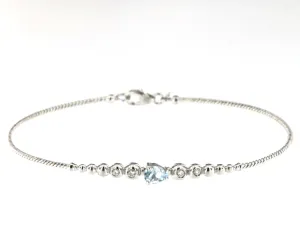 Bubble 18K White Gold Bracelet w. Diamonds & Light Blue Aquamarine