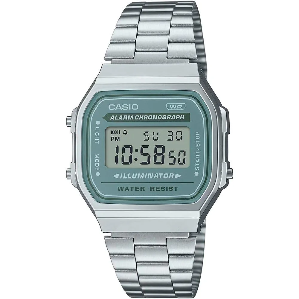 Casio A168WA-3AYDF Unisex Green Silver Digital Watch