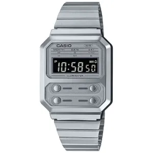 Casio Vintage Unisex Silver Watch A100WE-7BEF