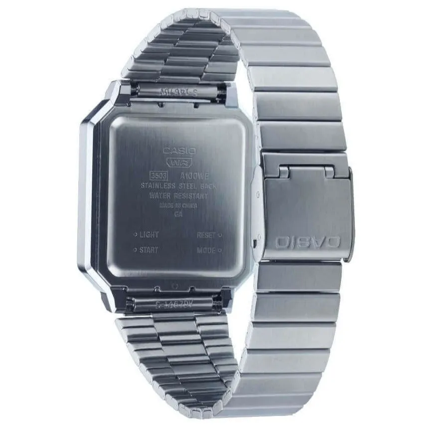 Casio Vintage Unisex Silver Watch A100WE-7BEF