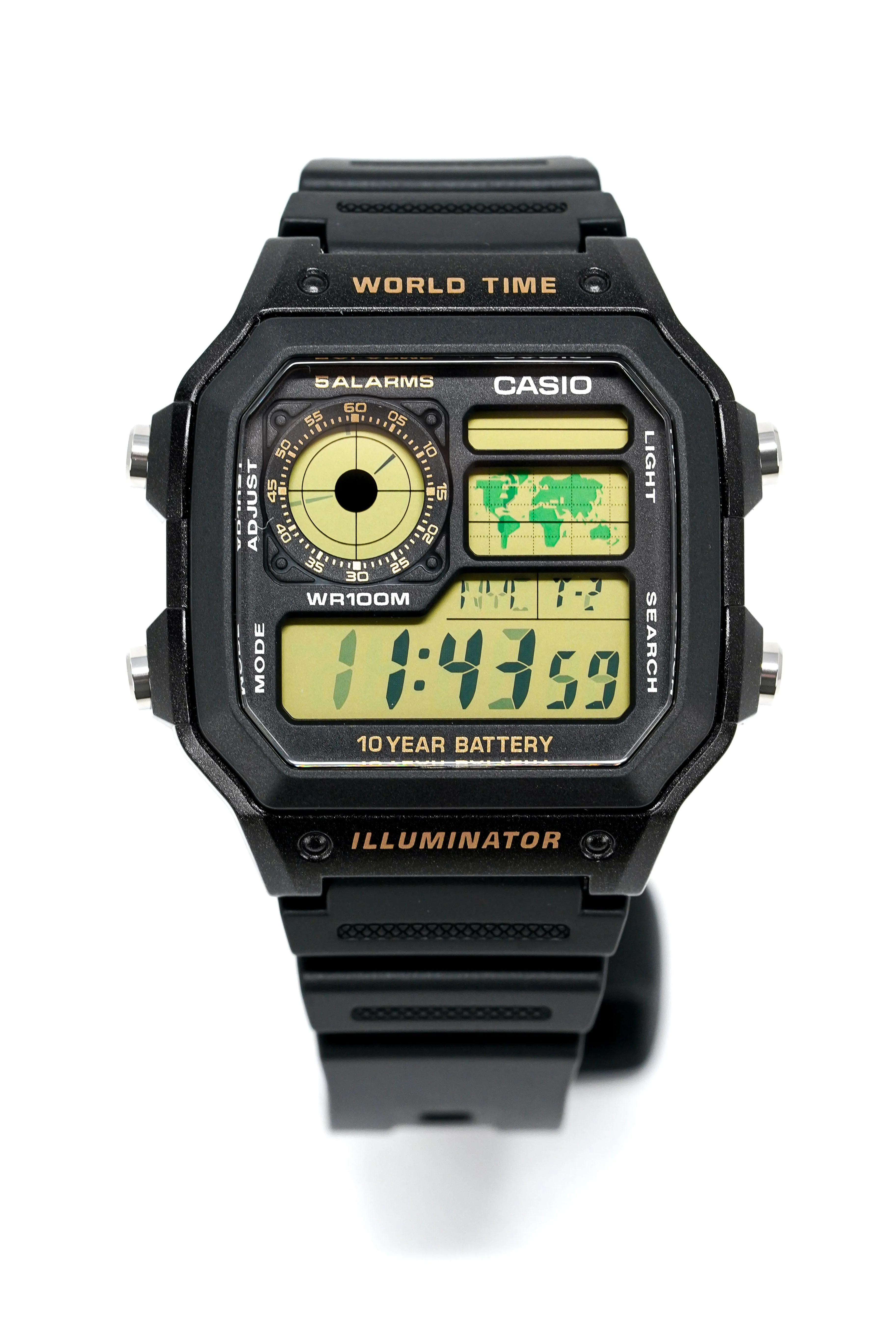 Casio Watch Digital World Time Illuminator Black AE-1200WH-1BVDF