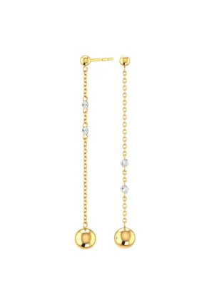 Chain Cascade Nude 18K Gold Earrings w. Lab-Grown Diamonds
