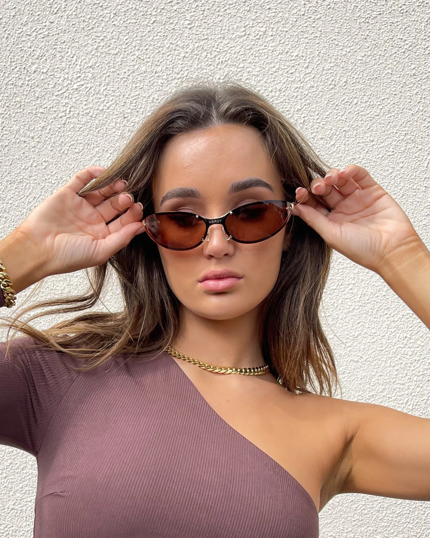 Charlotte Mercy Dakota Sunglasses Gold/Brown