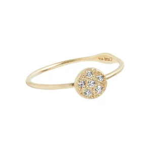 Circle White 10K Gold Ring w. Diamonds