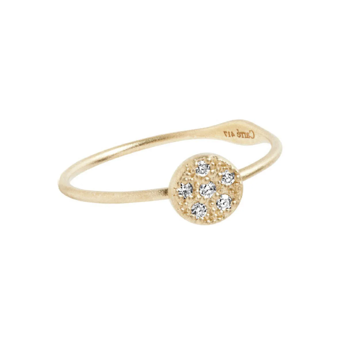 Circle White 10K Gold Ring w. Diamonds