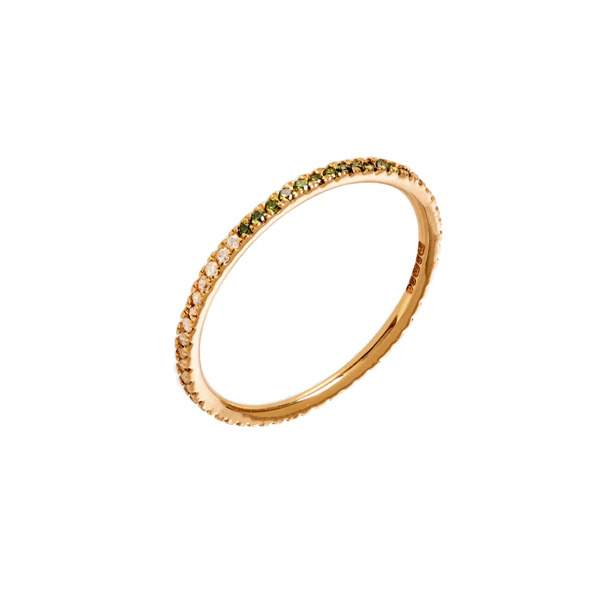 Claire Eternity 14K & 18K Gold Ring w. Green & White Diamonds