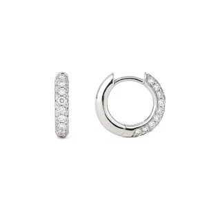 Classic Pavé 13 mm 18K Whitegold Hoops w. Diamonds