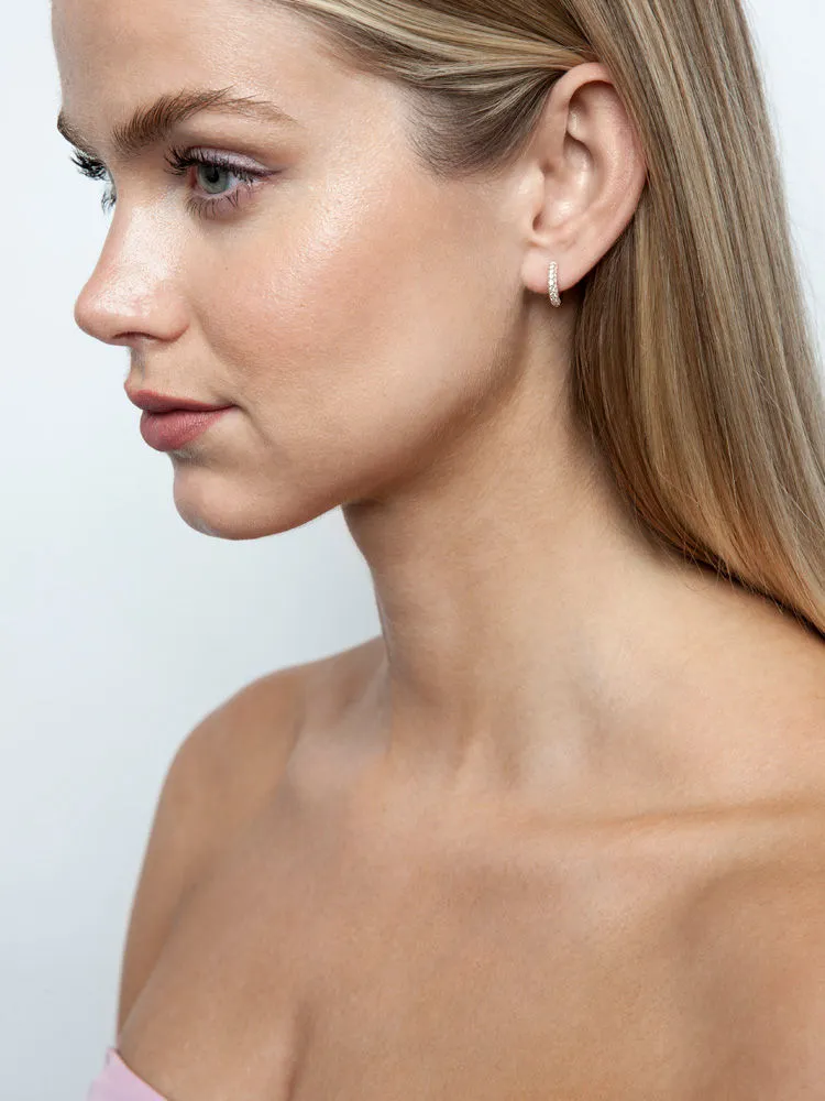 Classic Pavé 13 mm 18K Whitegold Hoops w. Diamonds