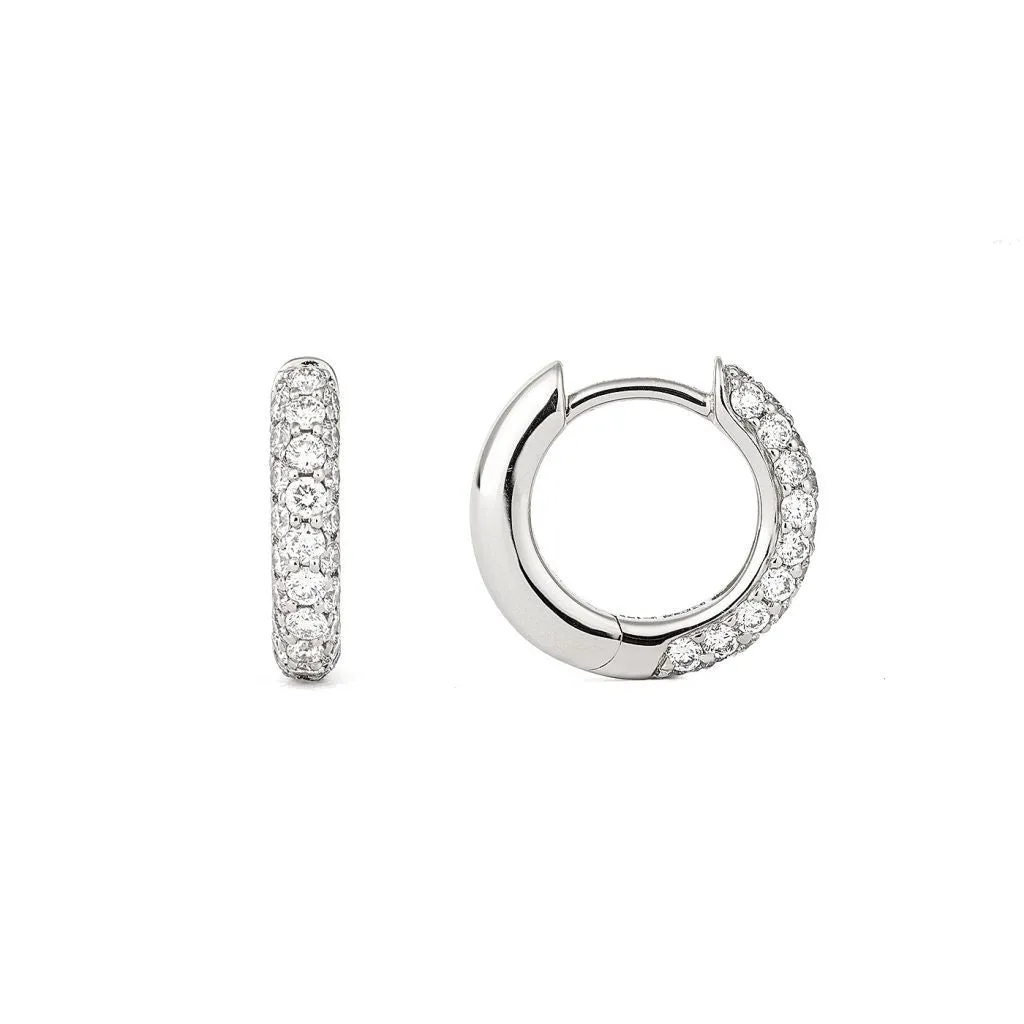Classic Pavé 13 mm 18K Whitegold Hoops w. Diamonds
