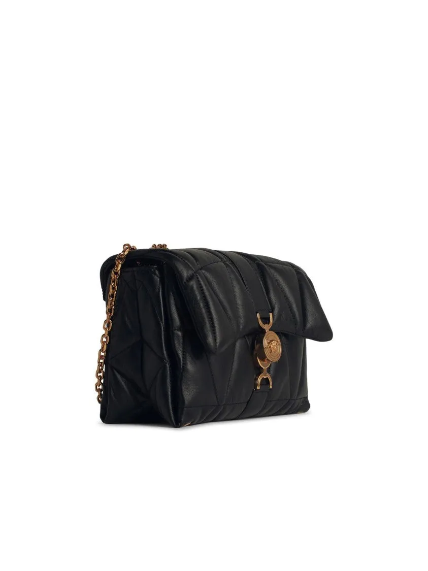 'Cleio' Black Leather Crossbody Bag