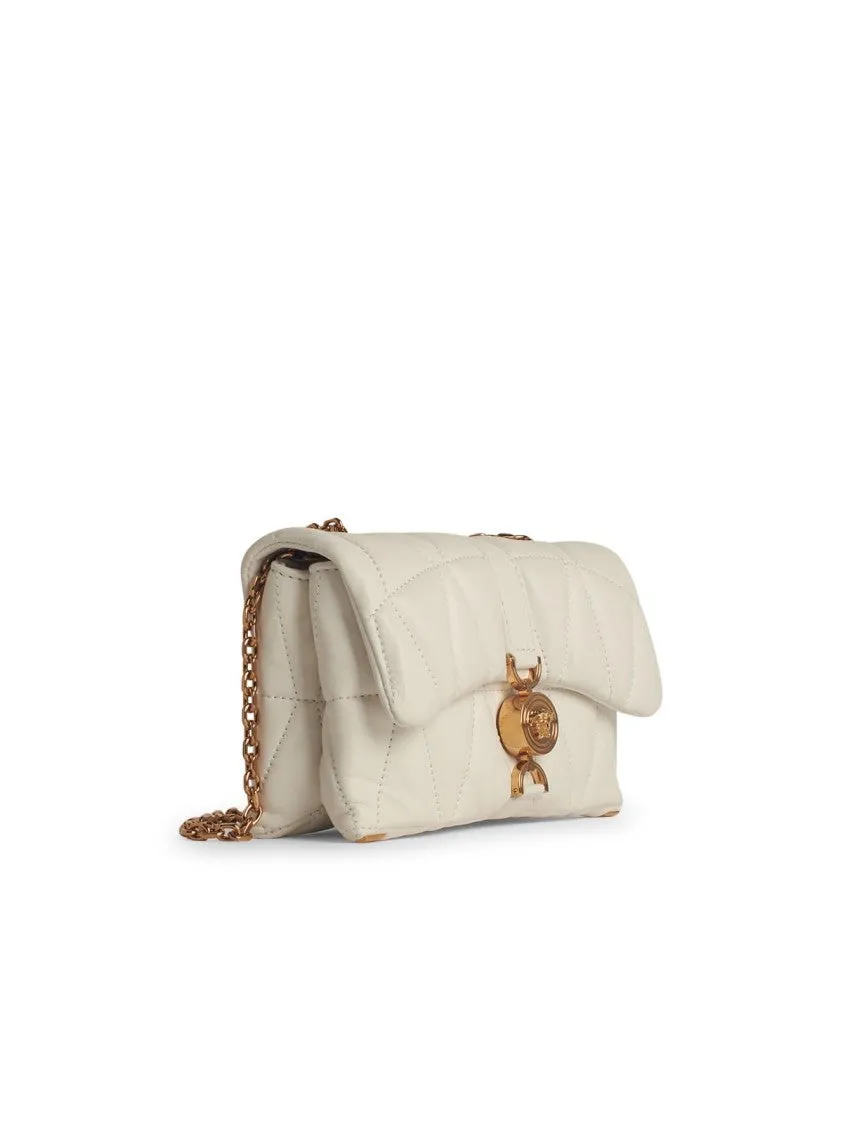 'Cleio' Small White Leather Crossbody Bag