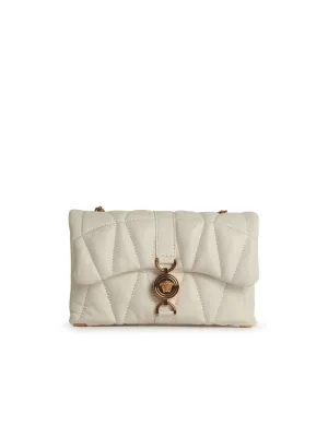 'Cleio' Small White Leather Crossbody Bag