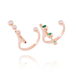 Dancing Open 18K Rosegold Ring w. Emeralds & Diamonds