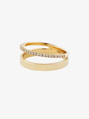 Diamond Line Double 0.15 14K Gold, Whitegold or Rosegold Ring w. Diamonds