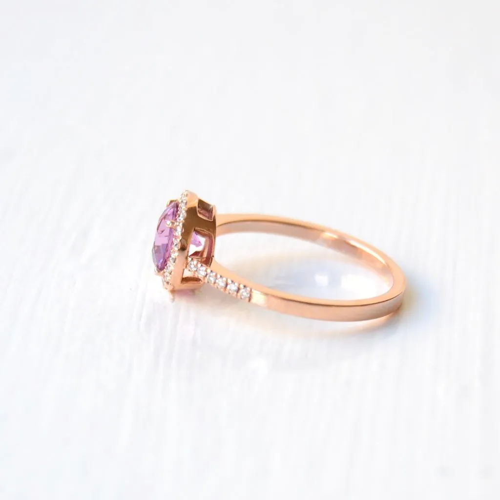 Diyamanti Kava 14K Rosegold Ring w. Diamonds & Sapphire