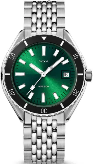 Doxa Sub 200 Sea Emerald Stainless Steel Bracelet Watch