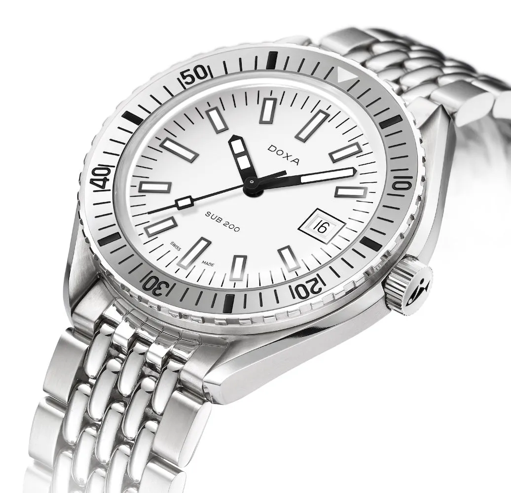 Doxa Sub 200 Whitepearl Stainless Steel Bracelet Watch