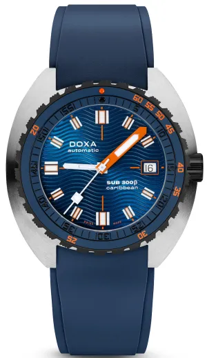Doxa SUB 300 Beta Ceramic Steel Caribbean Rubber Blue Watch