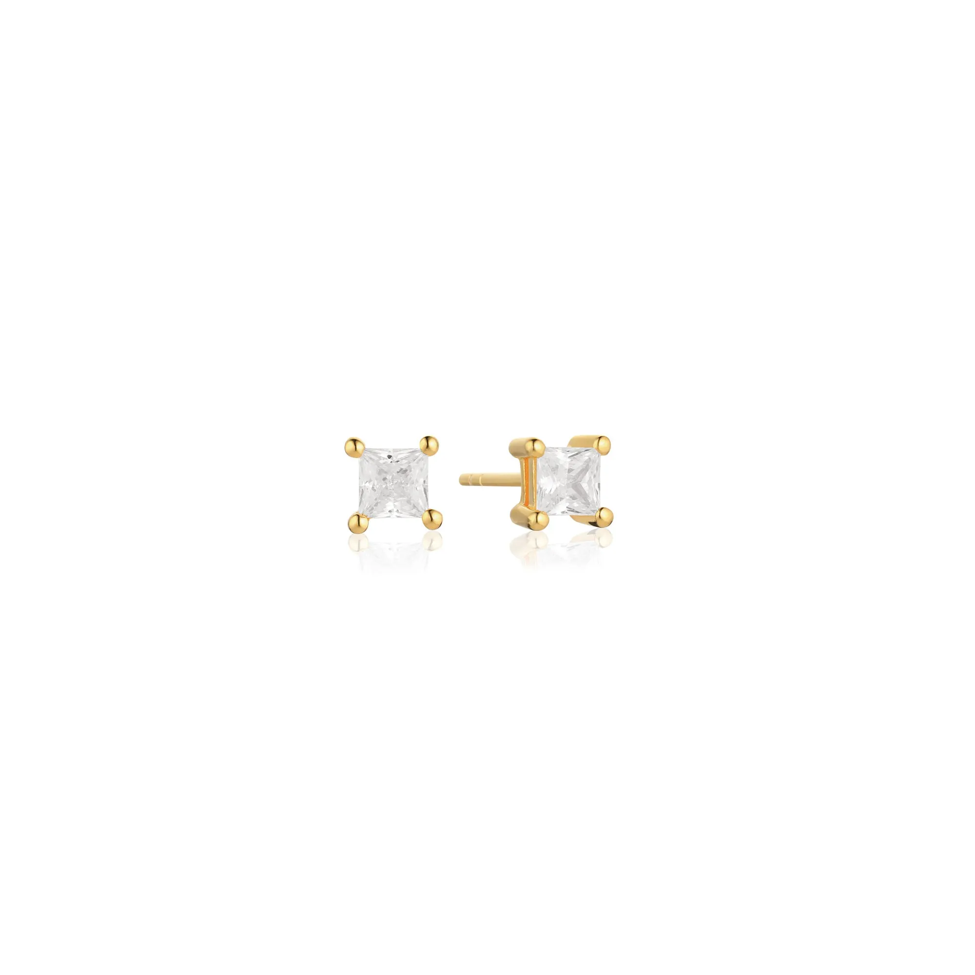 Ellera 18K Gold Plated Studs w. White Zirconia