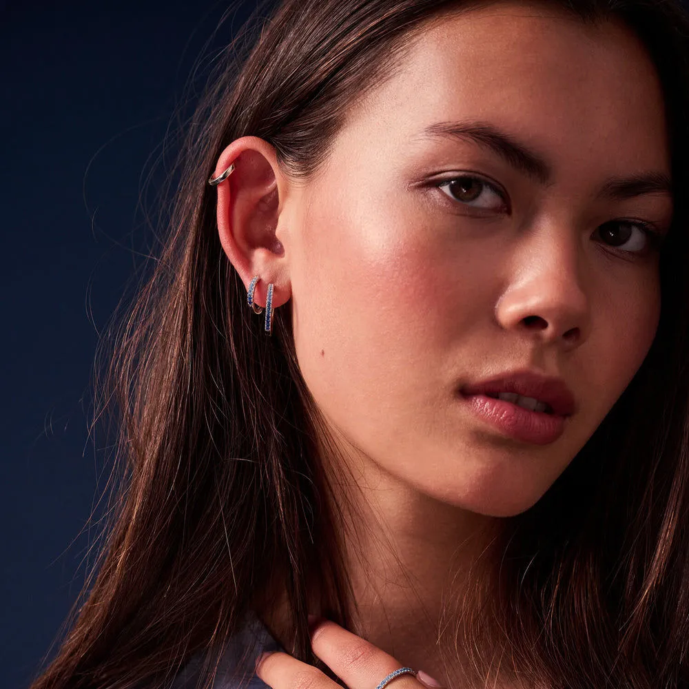 Ellera Grande Blue Silver Hoops w. Zirconia