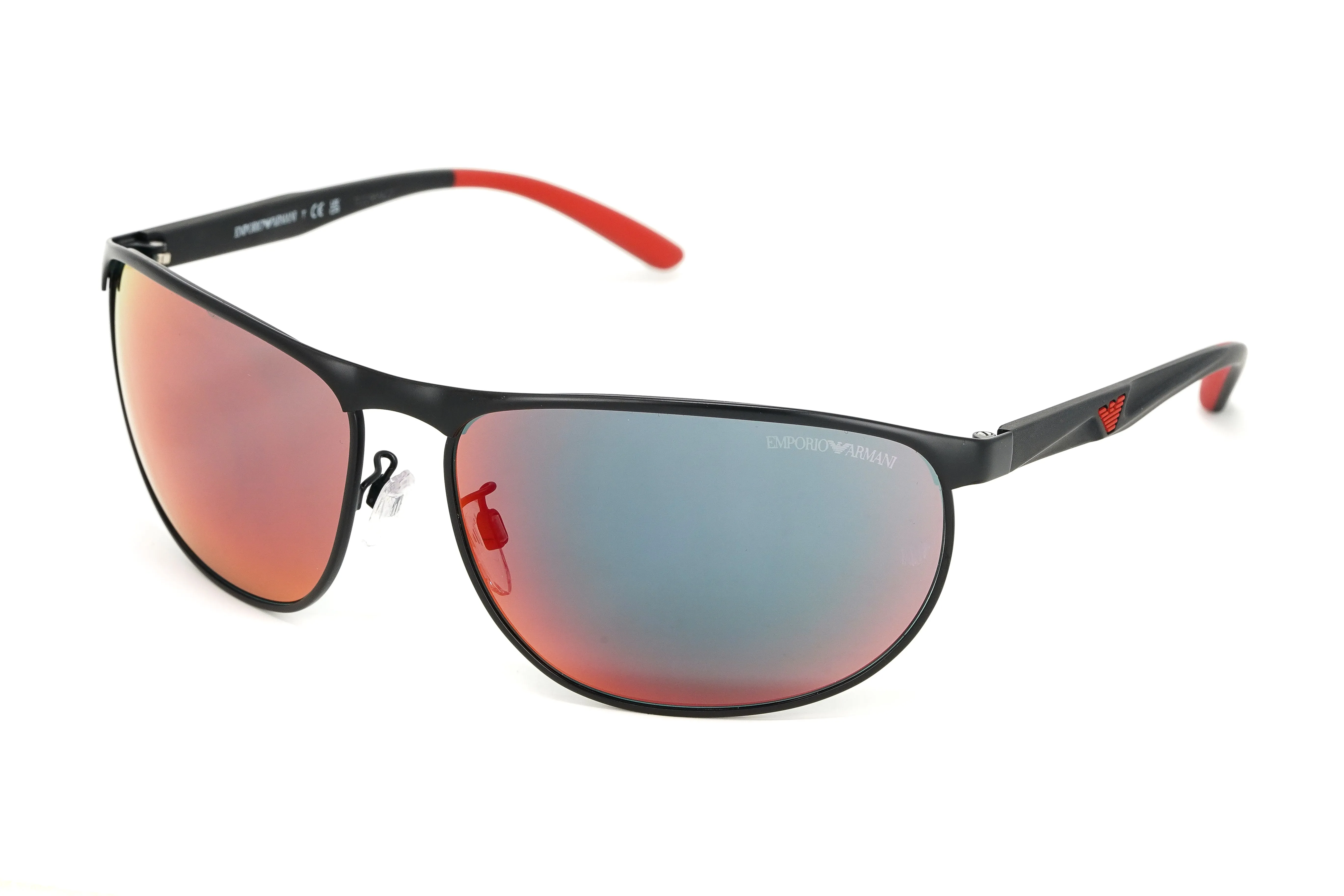 Emporio Armani Men's Sunglasses Wraparound Black/Red EA212430016P