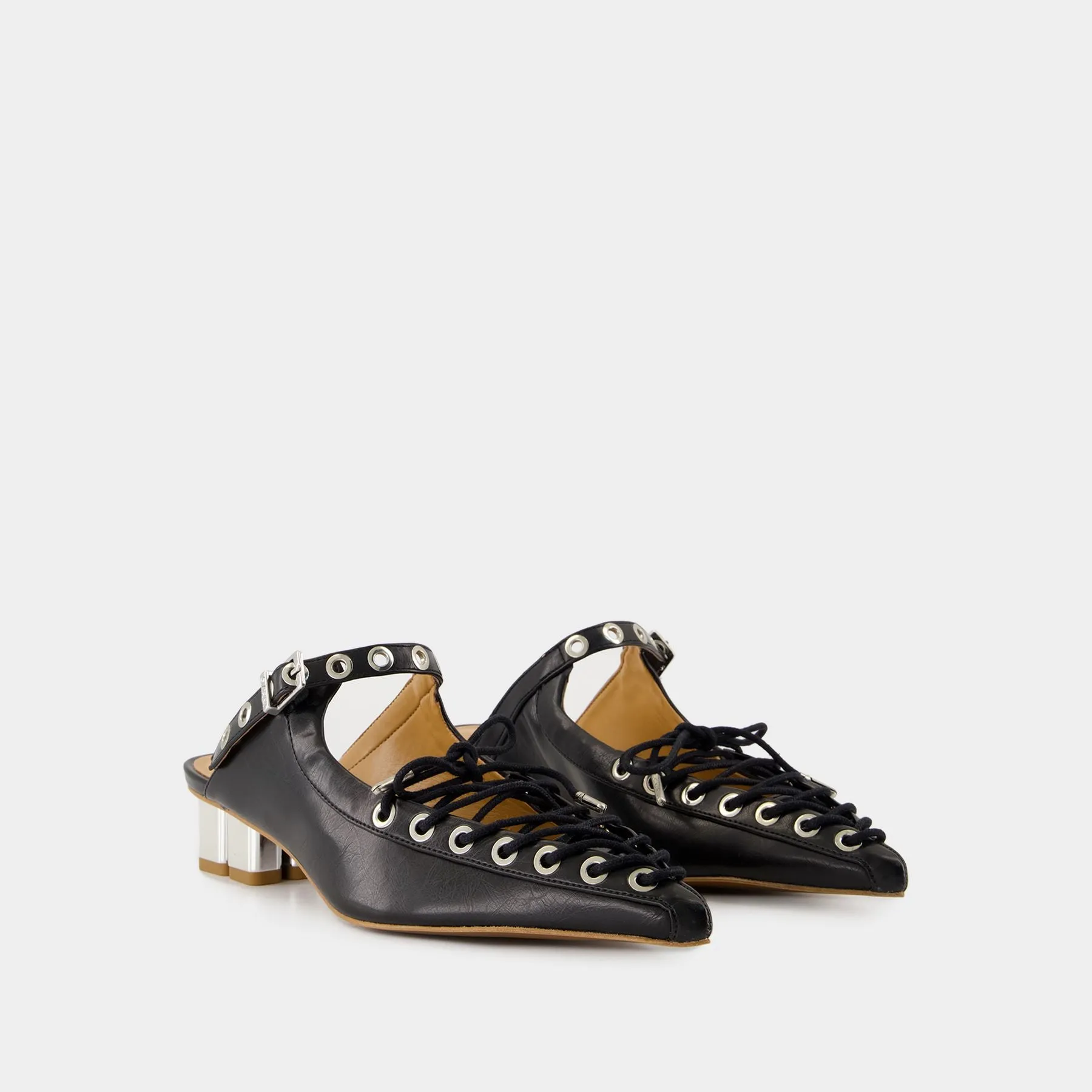 Eyelets Sandals - Ganni - Synthetique - Black