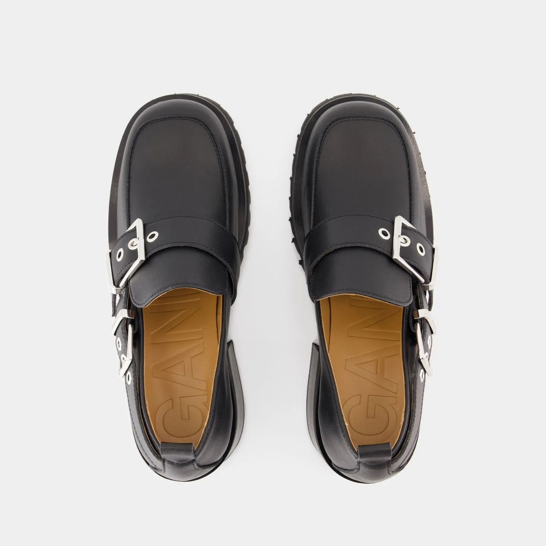 Feminine Loafers - Ganni - Leather - Black