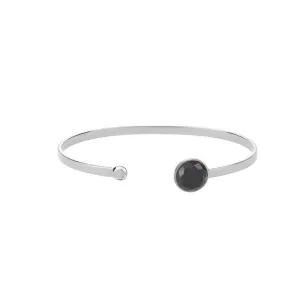 Fine Incisions Silver Bracelet w. Diamond
