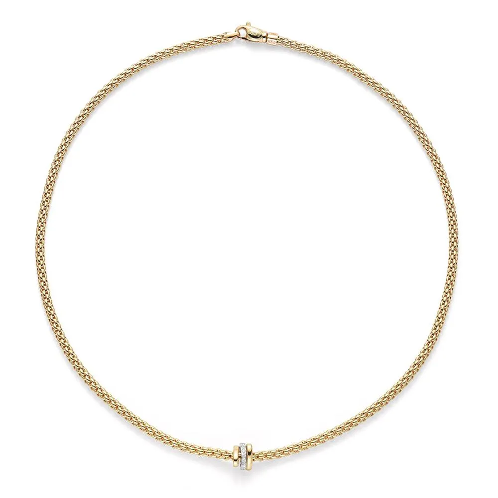 Fope Flex'It Prima 18ct Yellow Gold Diamond 80cm Necklace