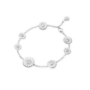 Georg Jensen Daisy Sterling Silver White Enamel Bracelet