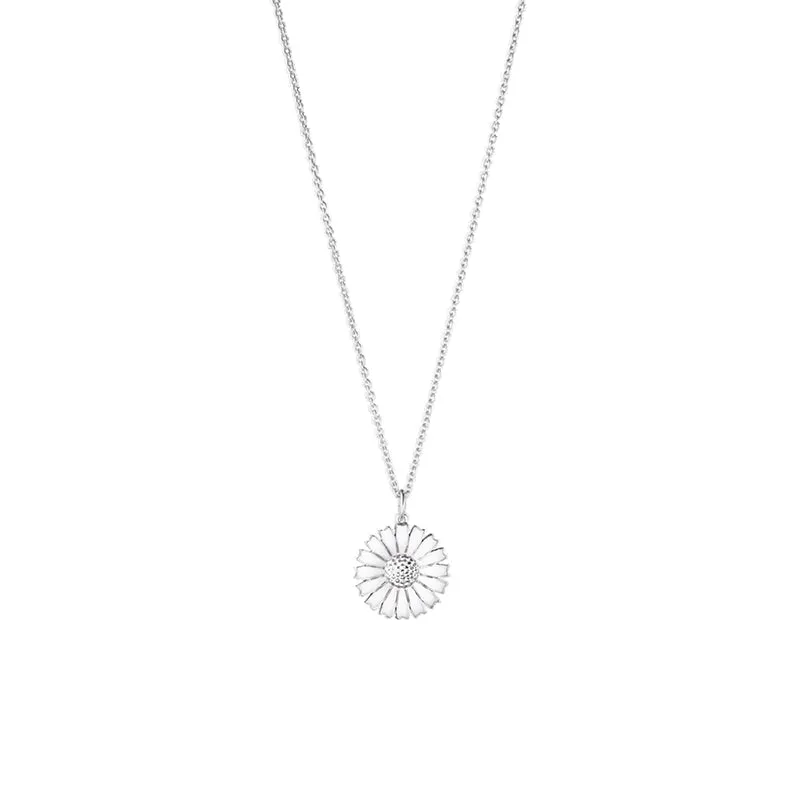 Georg Jensen Daisy Sterling Silver White Enamel Necklace